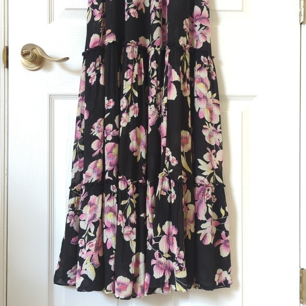 Intimately Free People Onyx Garden Party Floral Tiered A-Line Maxi Dress Black - Picture 8 of 14